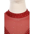 thumbnail image 5 of XUNZOO Women's Shiny Rhinestone Dance Dress Sheer Mesh Patchwork Gymnastic Leotard Dancewear Burgundy XXL, 5 of 7