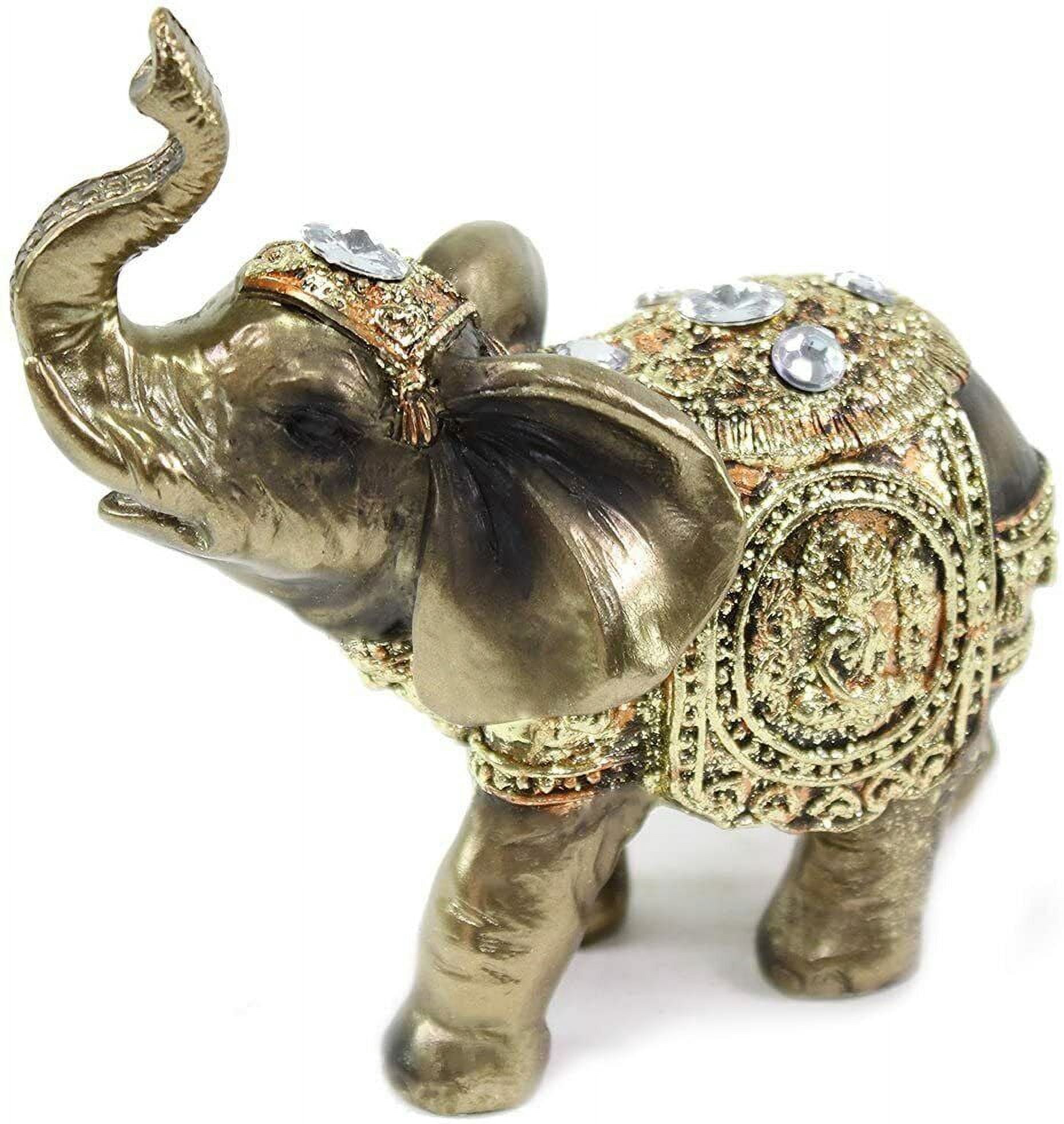 Elephant Lucky Feng Shui Statue -5" Elegant Shelf Display, Office / Home Decor. G16560
