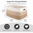 thumbnail image 3 of 75L Large Blanket Basket（22"x17"）,Large Blanket Basket for Organizing, Dog Toy Bin,baby laundry basket,Cotton Rope Blanket Basket for Living Room, Laundry, Nursery, Pillows (White and Brown), 3 of 10