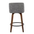 thumbnail image 5 of Walnut Wood Counter Stool Set of 2 with Grey Fabric Seat and Black Footrest, Fixed Height Modern Bar Stools for Kitchen Island, 5 of 5