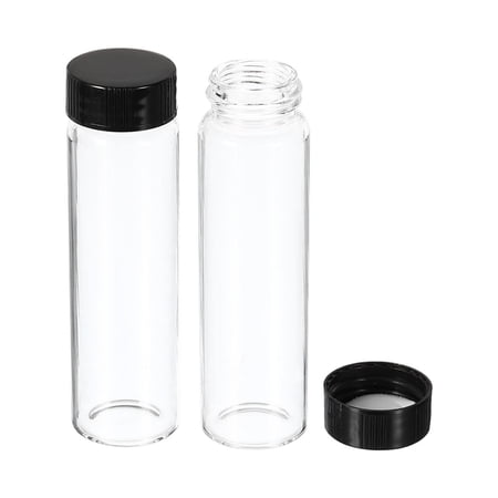 Uxcell 40mL Reagent Glass Storage Bottle Round Plastic Screw Cap for Laboratory Home Clear 12 Pack