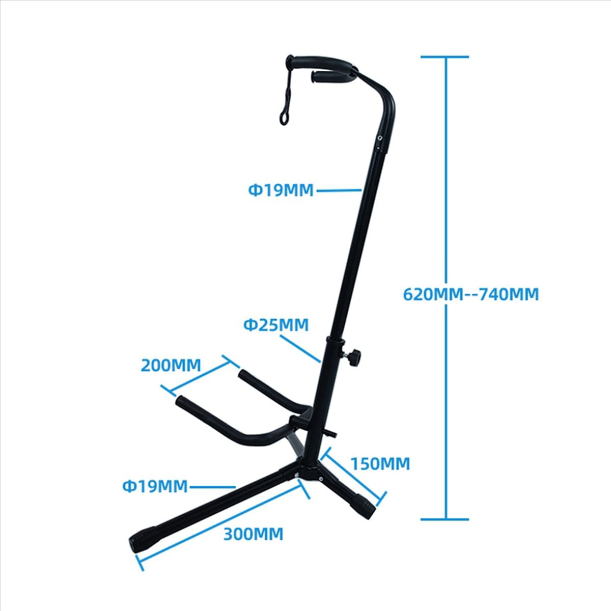 2X Metal Floor Guitar Stand with Tripod Holder for Acoustic Electric Guitar, Guitar Accessories