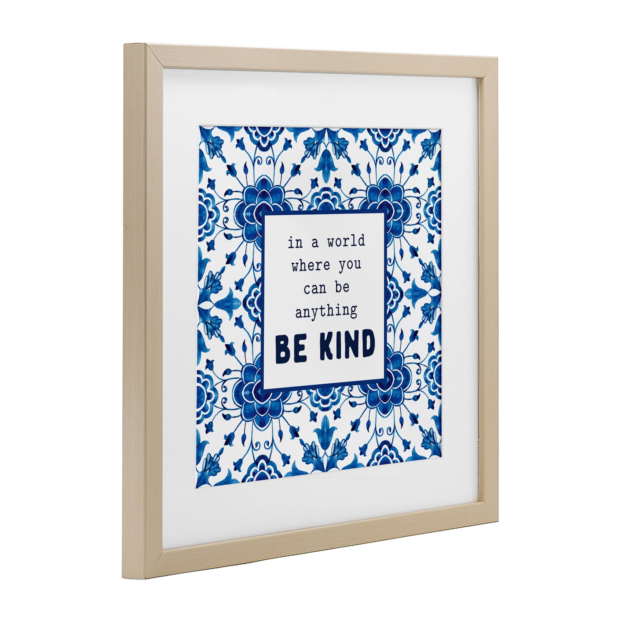 Patterned Be Kind Encouragement Birch Framed Print Under Glass, design by Lettered and Lined