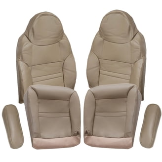 2007-2014 Lincoln Navigator Replacement Leather Seat Cover: Driver Side Lean Back, Tan w/Double Stitch Seam & Round-Hole-Perforation