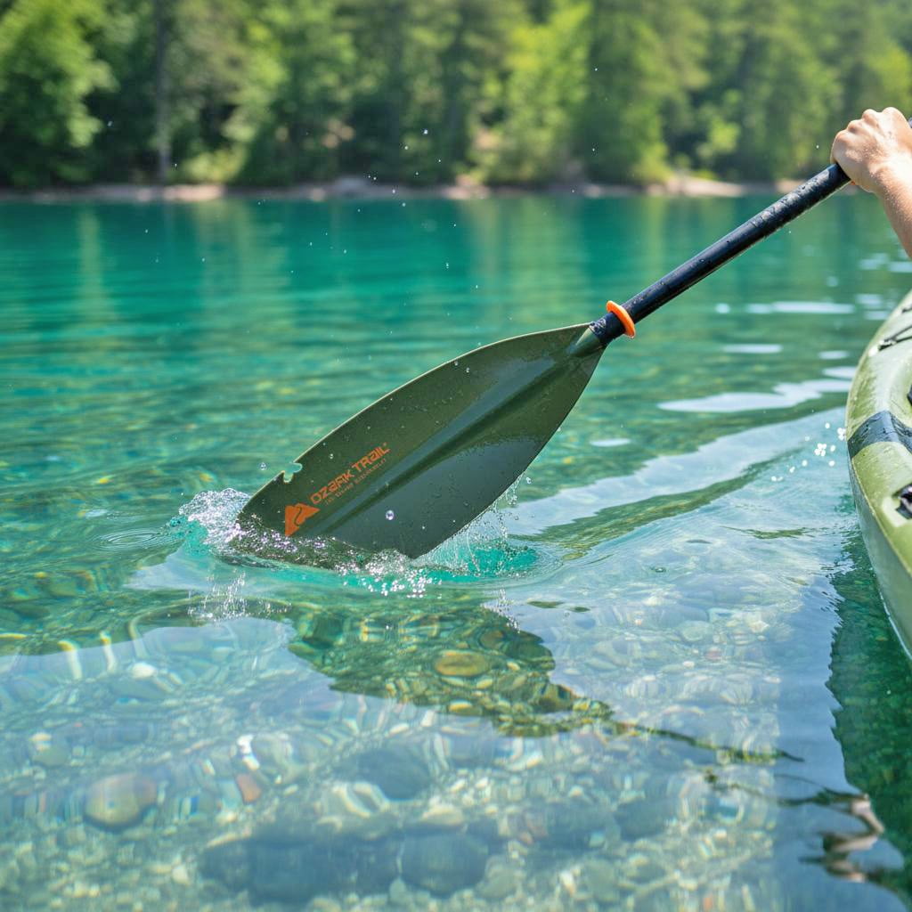 Ozark Trail Green Fiberglass and Aluminum Fishing Kayak Paddle, 94.5"