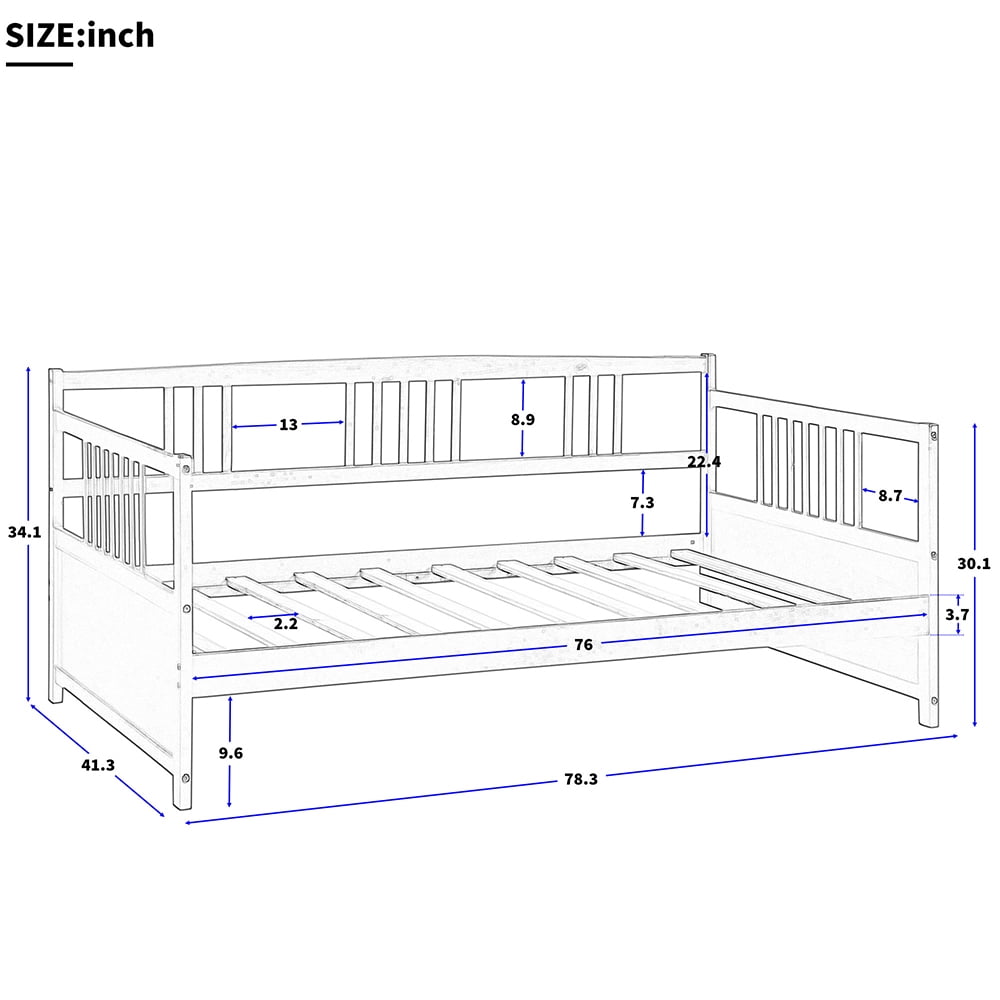 78" Modern Solid Wood Daybed, Multifunctional Day Bed Frame, Twin/White