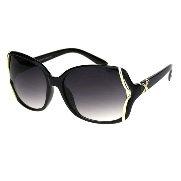 Rhinestone Bling 90s Classic Womens Plastic Butterfly Designer Sunglasses Black Smoke