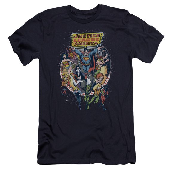 JLA Justice League Star Group Premium Canvas Adult Slim Fit 30/1 T-Shirt Navy