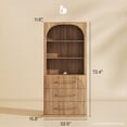 thumbnail image 2 of BELLEZE Display Storage Cabinet with Hutch, 72" Tall Wood Modern Bookshelf with 3 Drawers, Door Cabinet for Office, Study, Kitchen, Dining Living Room, Camel, 2 of 7