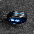 thumbnail image 4 of NUNCAD Tungsten Blue Groove Wedding Bands Beveled Edges Engraved I Love You Ring for Men Women, 4 of 5