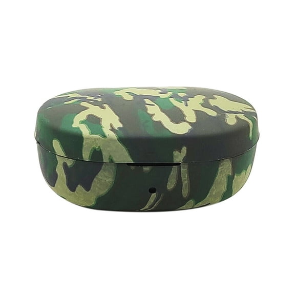 Sidaley Funda de silicona con hebilla para AirDots, funda protectora de silicona con patrón de camuflaje para Redmi AirDots, funda inalámbrica con Cables de audio/vídeo camuflaje verde