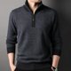 thumbnail image 4 of Suéter de lana de invierno para hombre, nueva camisa de punto con cremallera gruesa de lana pura, jersey para hombre de mediana edad, cuello alto medio, 4 of 5