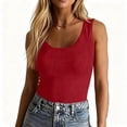 thumbnail image 2 of Lumtrix Womens Tank Tops Scoop Neck Sleeveless Ribbed Tank Summer Basic Thick Strap Slim Fitted Racerback Tops Red S, 2 of 4