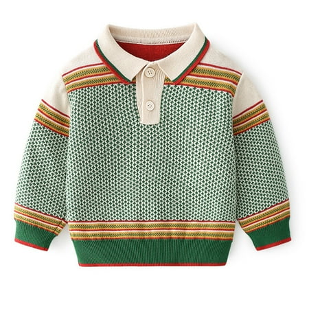

Esaierr Baby Boys Lapel Sweater Kids Soft Cotton Knit Tops Toddler Casual Long Sleeve Pullover Jumper Fall Winter Thickened Knitted Sweater for 9 Months-8 Years