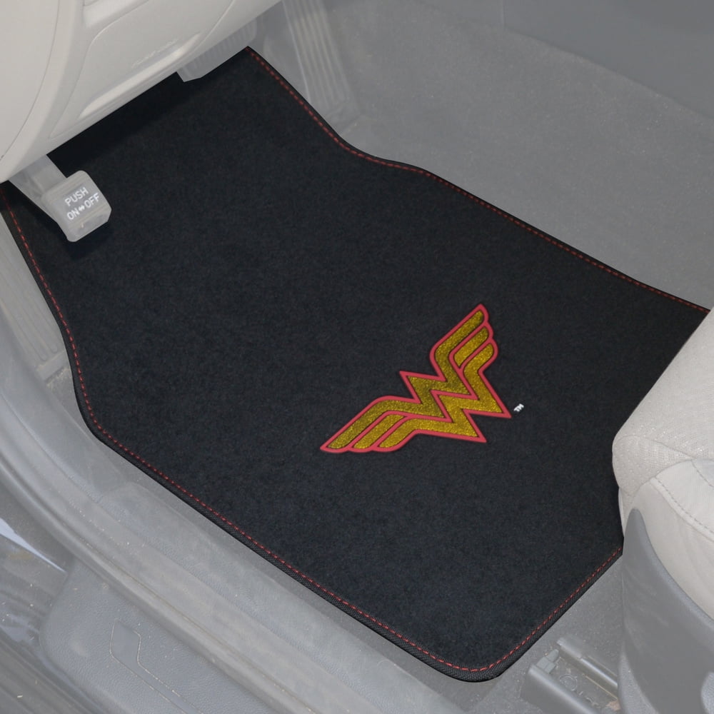 Warner Brothers DC Comics Classic Wonder Woman Licensed Auto Carpet Floor Mats, Universal Fit 4PC Set Front & Rear for Car Truck Van SUV