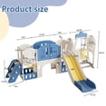 thumbnail image 2 of 11 in 1 Outdoor/Indoor Toddler Slide, Baby Slide Playground with Basketball Hoop and Extra Long Aisle, Toddler Playset with Swing and Ladder, Kids Slide for Toddlers Age 1-4, Blue and Yellow, 2 of 9