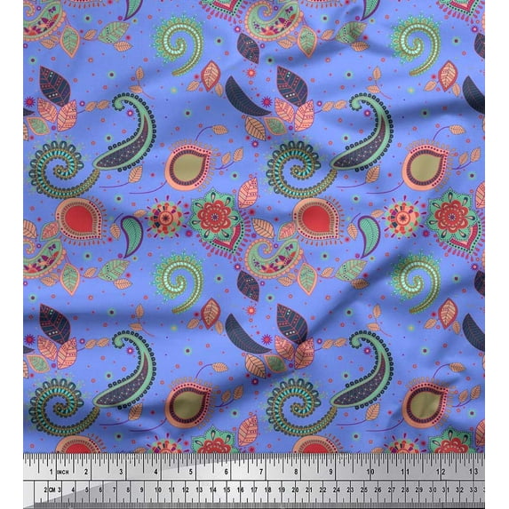 Soimoi polyester Crepe Fabric Paisley & Floral Artistic Fabric Prints By Yard 52 Inch Wide