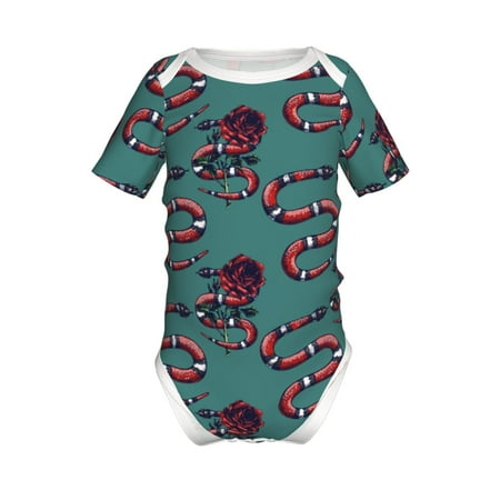 

Coaee Snake And Rose for Soft Baby Short-Sleeve Bodysuit Baby Climbing Clothes Baby Girls Boys Bodysuit Romper-3 Months