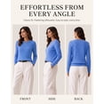thumbnail image 4 of QUALFORT Women's 100% Cotton Cable Knit Sweater, Crew Neck Lightweight Pullover Sweater for Women, Long Sleeve Knit Top, Blue XL, 4 of 7