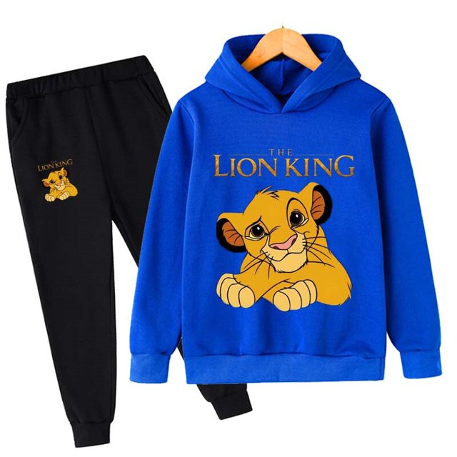 El Rey León Sudadera con capucha conjuntos niños invierno niños moda sudaderas con capucha pantalones 2 uds chándales bebé niño ropa traje 4-14Years120CM Gao Jinjia LED