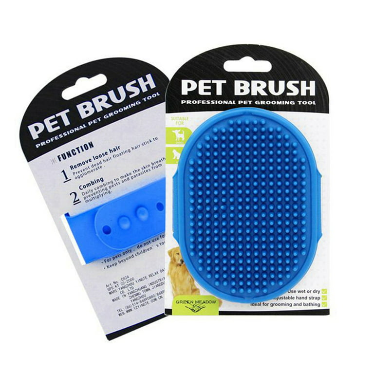 Dog Bath Brush Dog Grooming Brush,Pet Shampoo Soothing Massage Rubber Comb  with Adjustable Ring Handle
