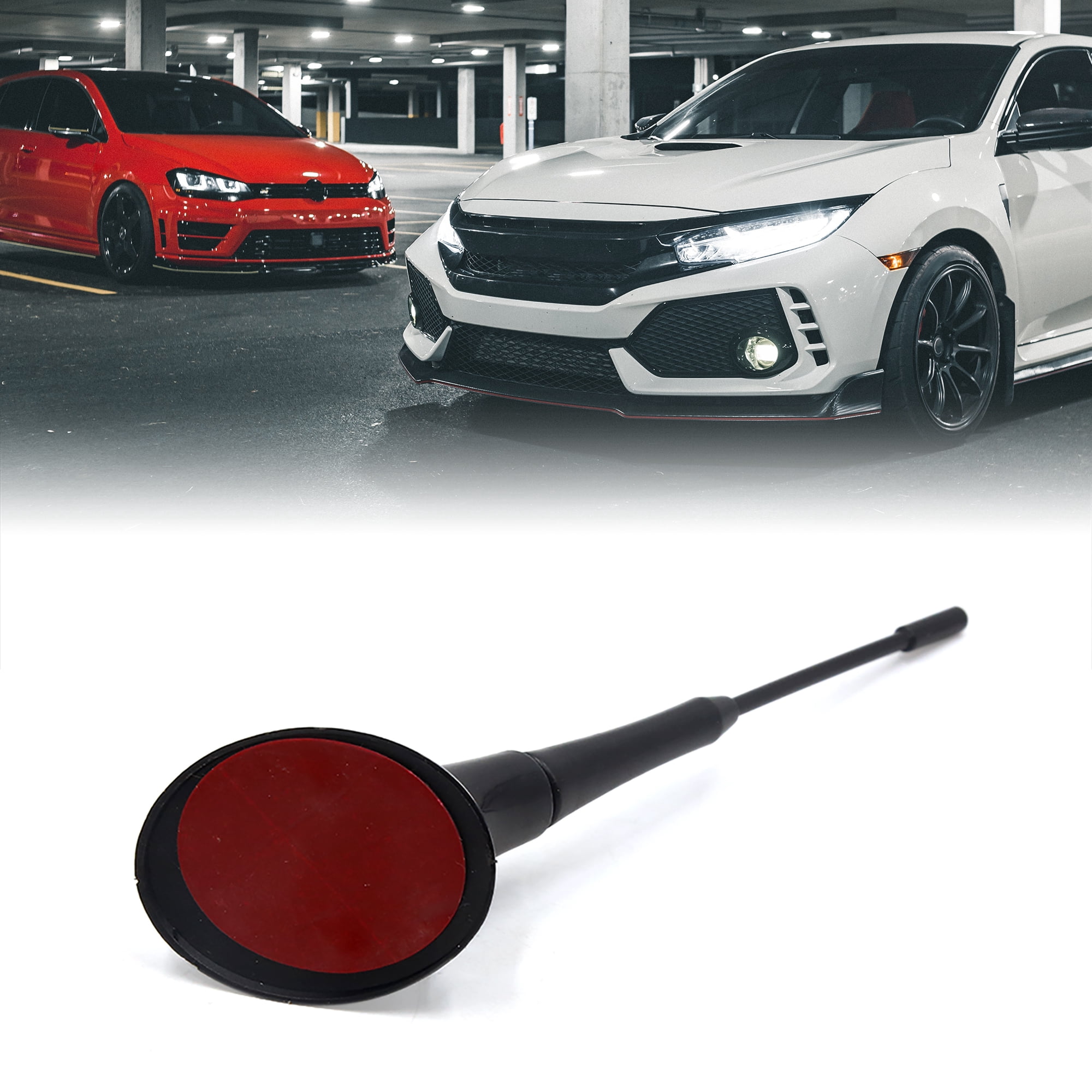 Unique Bargains Universal Black Self-Adhesive Oval Base Decorative Antenna Aerial for Car