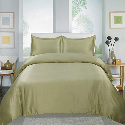 Home Sweet Collection Ensemble de Couette en Coton Égyptien Uni 2 Pcs (Simple, Sauge)