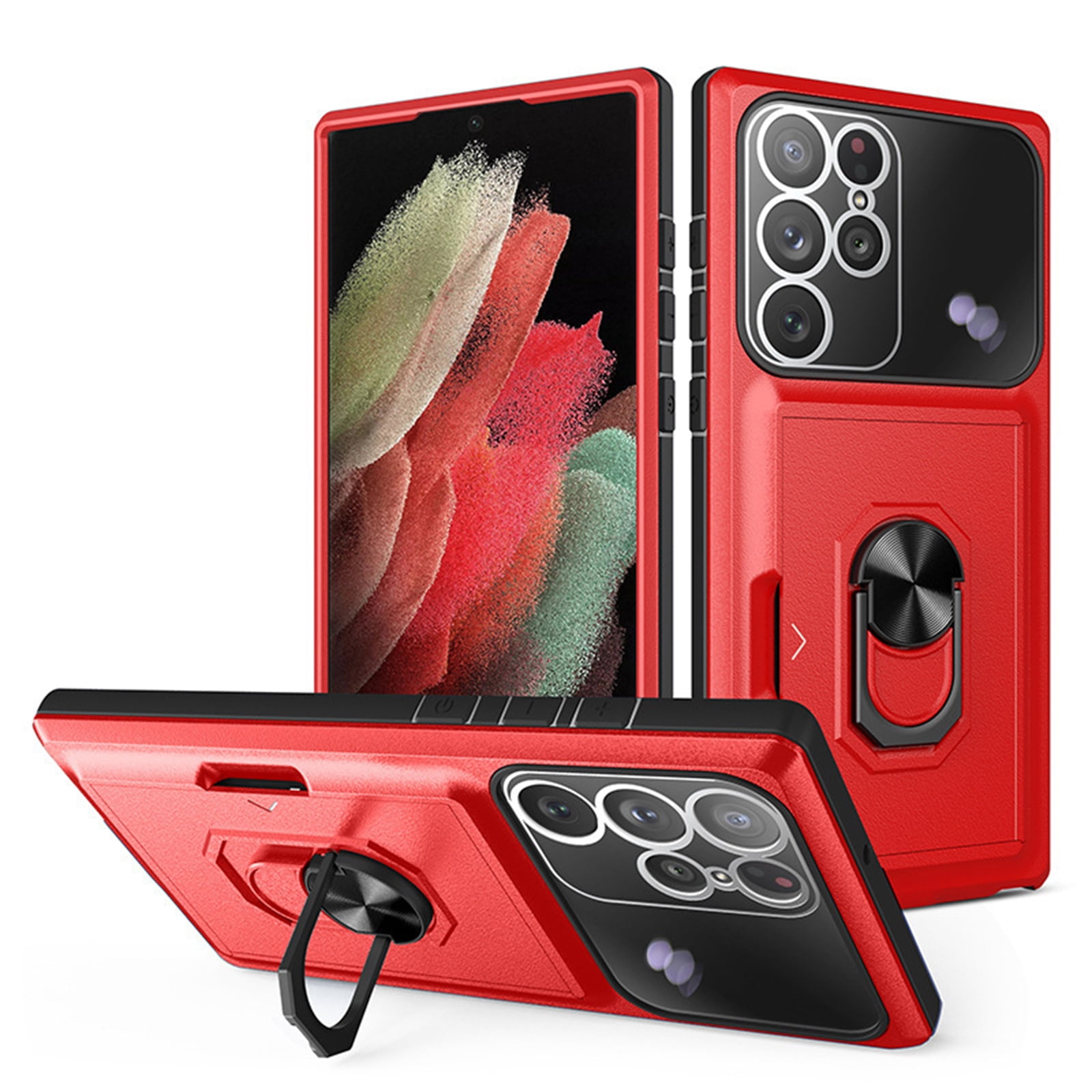 OFOCASE Compatible with Samsung Galaxy S23 Plus Case with Card Slot Ring Kickstand