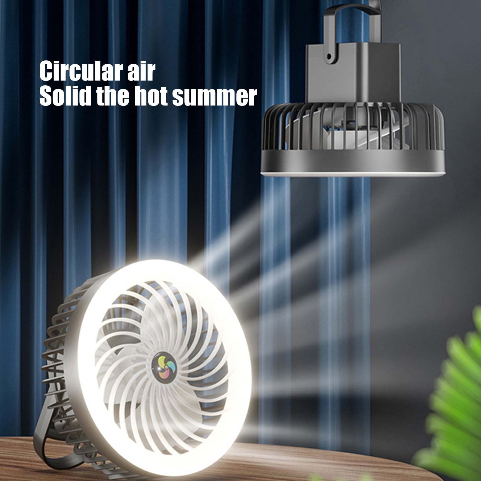 Bwiyojiz Kitchen & Dining Camping Fan with Light Rechargeable Battery 1200mAh Powered Tent Fans Hook 3 Speed Portable USB Desk for and Home, Gifts for Women