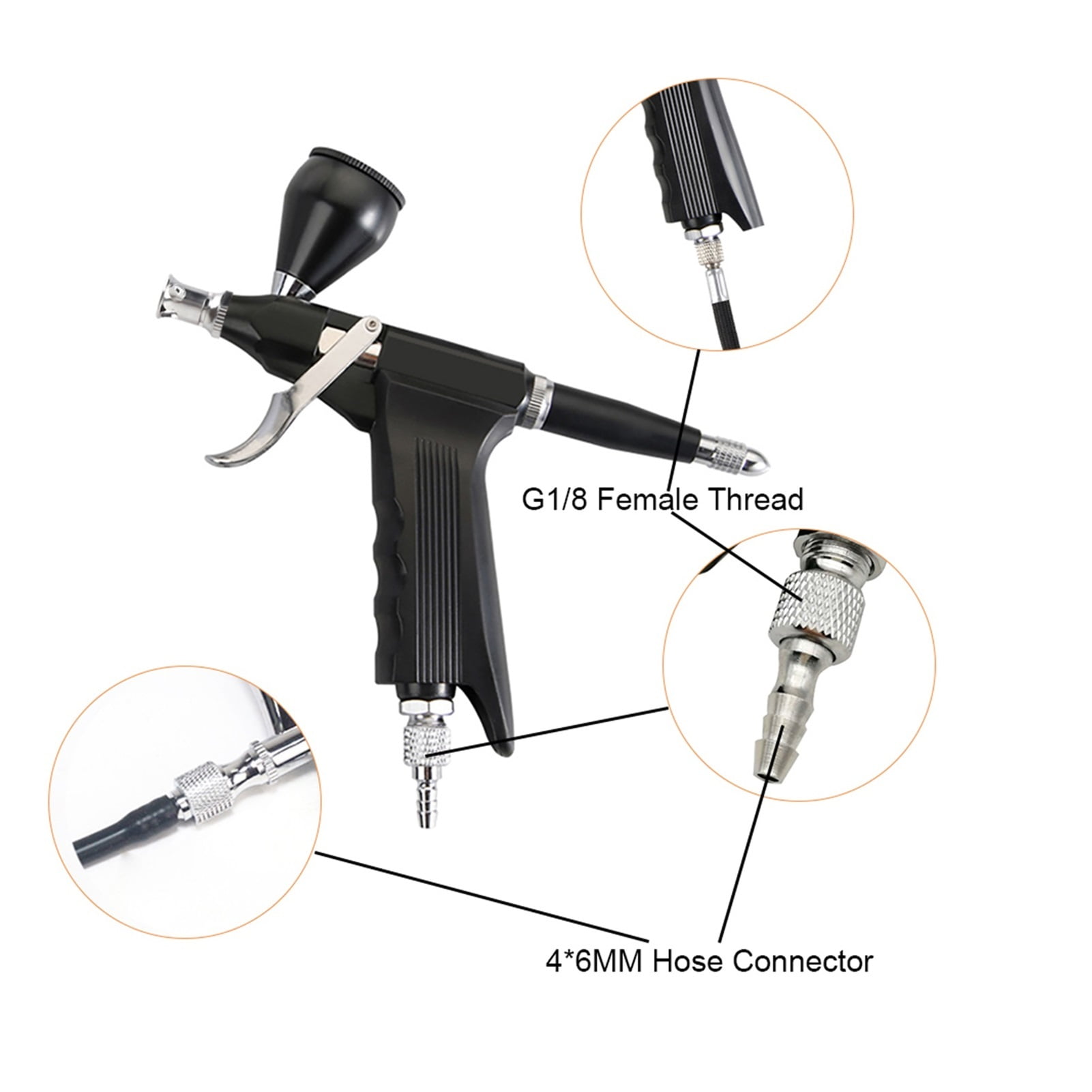 Dual Action Easy Clean Use Trigger Simple Disassembly 20 40 CC Cup High Capacity Airbrush Gun With Hose ,Versatile applications