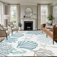 thumbnail image 2 of Light Blue Teal Coastal 5x8 Area Rugs, Summer Beach Coral Shell Ocean Non-Skid Rubber Backing Large Rectangle Rugs - Living Room Bedroom Home Office, Indoor Floor Mat Carpets Washable Rug, 2 of 9