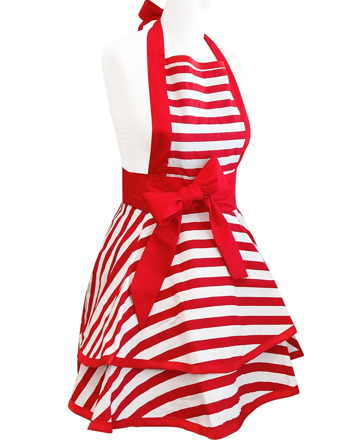 Wrapables Classic Vintage Apron, Sexy Cooking Apron, Red Stripe