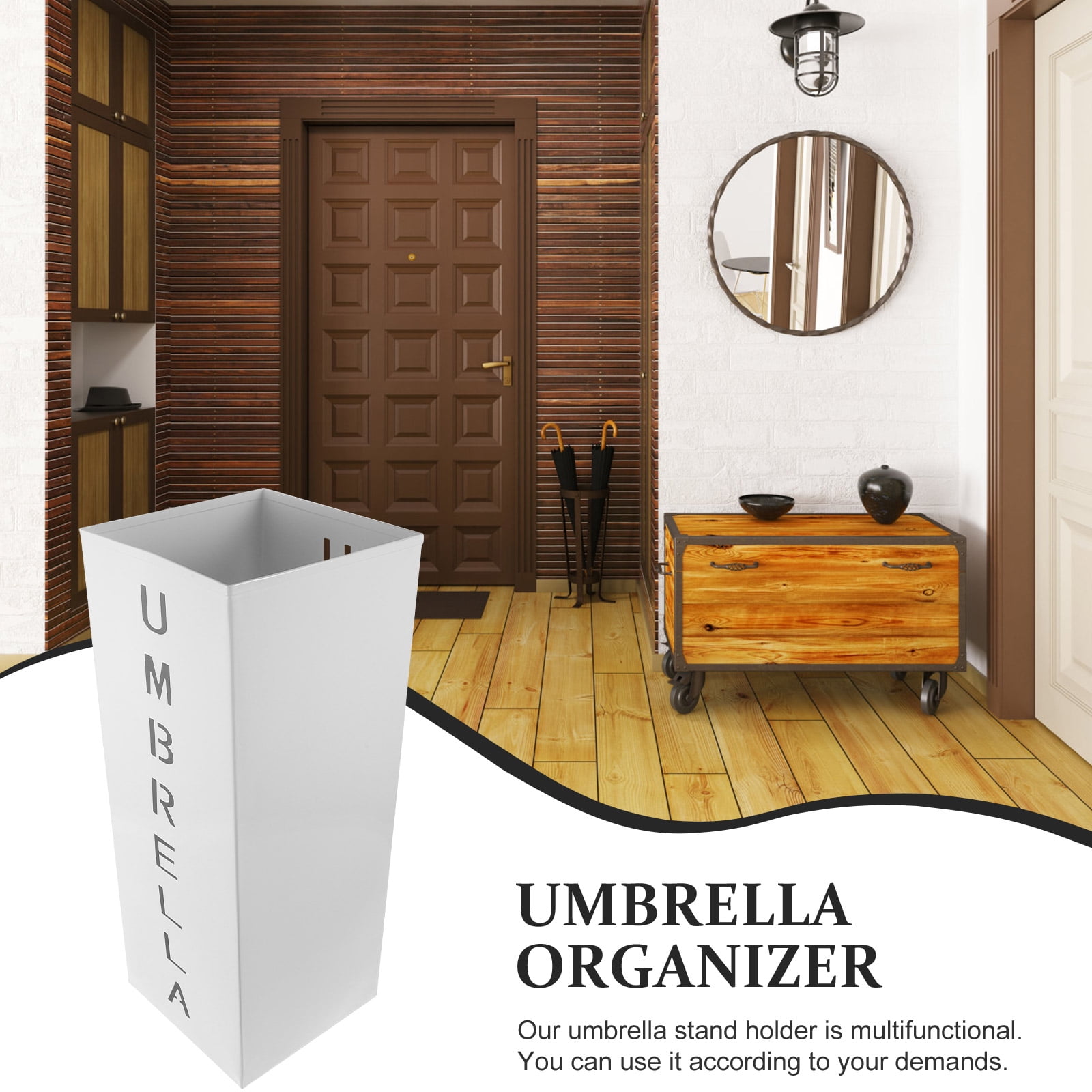 BESTYASH White Iron Folding Umbrella Stand for Home and Office Use, Compact Stylish Indoor Umbrella Holder Storage Rack
