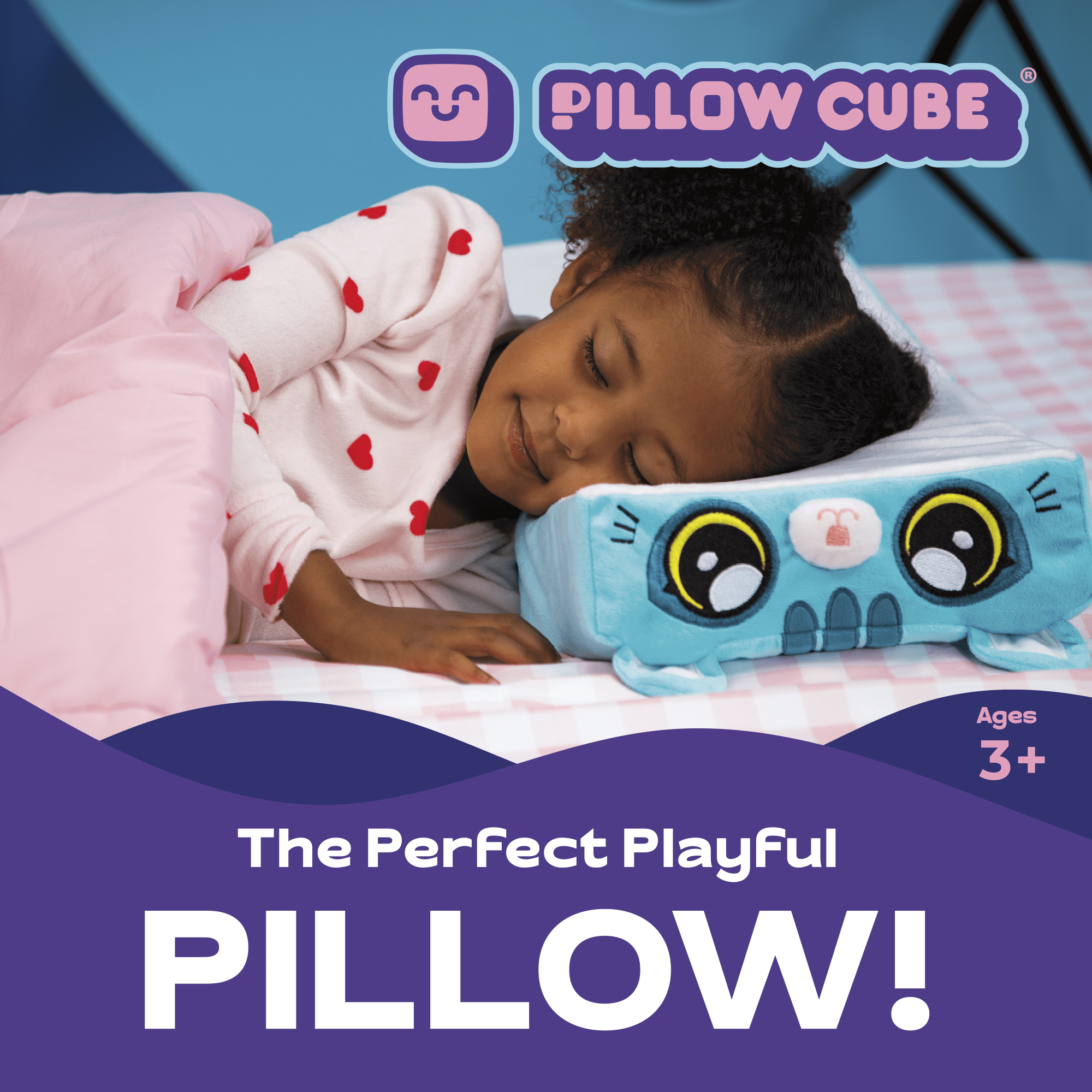 Pillow Cube Kid Cubes Kitty Toddler Pillow, 2-in-1 Fun Toy & Plush Pillow for Kids Ages 3+