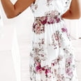 thumbnail image 3 of Vestidos de verano para mujer, informales, bohemios, con escote en V, volantes, estampado floral, vestido largo maxi, vestidos de playa de manga corta para mujer, 3 of 5