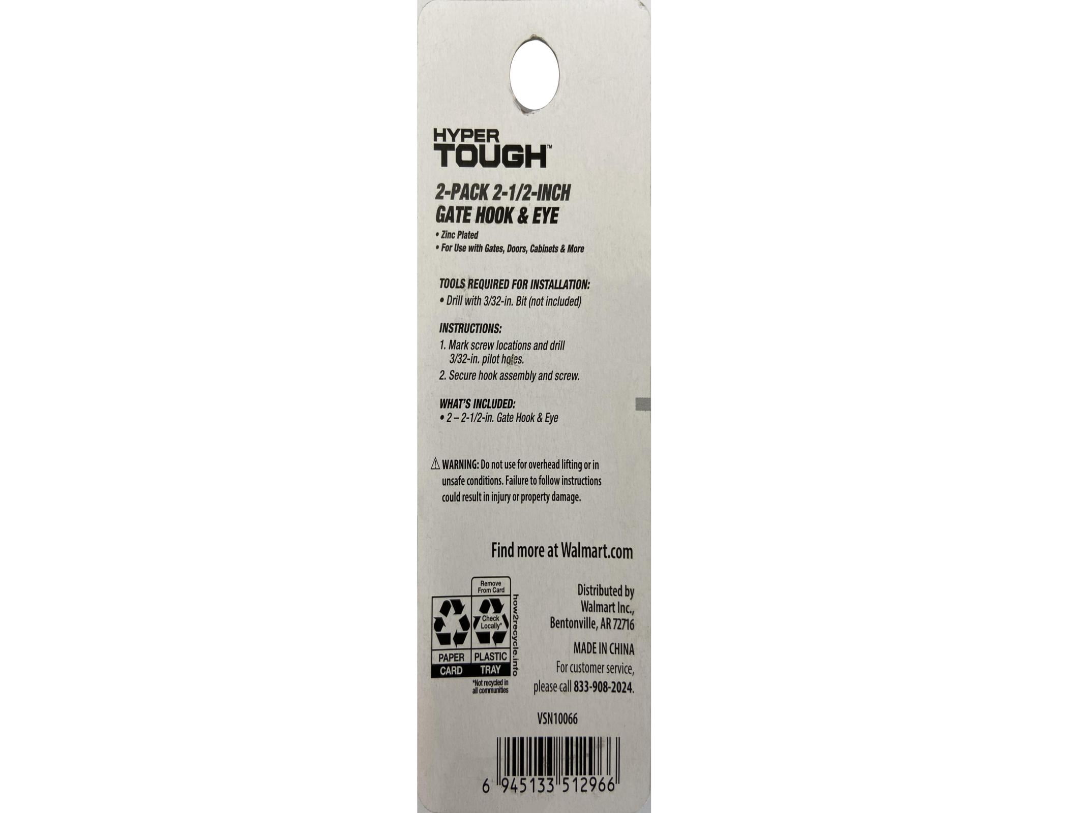 2-1/2 in. Gate Hook and Eye, Zinc Plated, 2 Pack