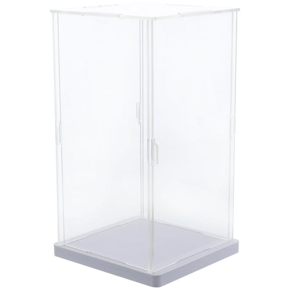Clear Acrylic Display Case for Toys with Transparent Storage Box and Base, Doll Showcase Cube for Collectibles