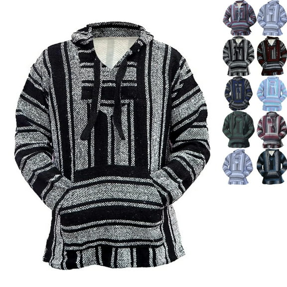 LNZGNM Mens Mexican Baja Hoodie Long Sleeve Classic Mexican Baja Hoodie Pullover Drawstring Fashion Jerga Hoodies Camo Hoodie with Pocket, Light Gray L