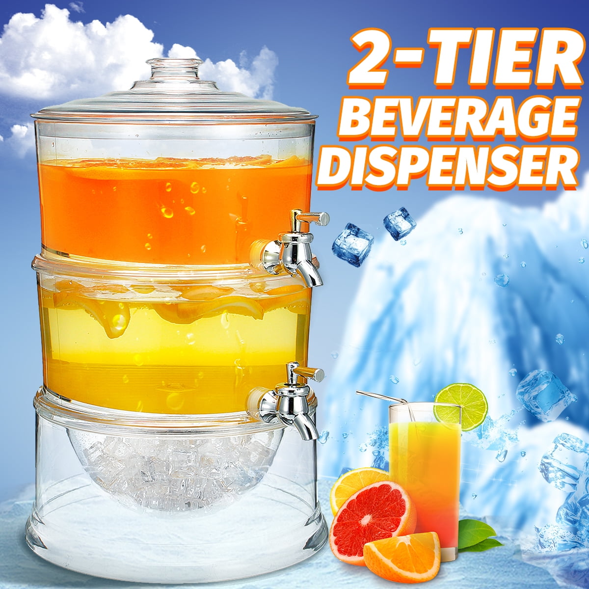 Unbreakable Stackable Beverage Dispenser Server Set 0.92 Gallon Each