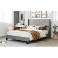 thumbnail image 3 of Queen Size Velvet Upholstered Platform Bed, Box Spring Needed - Gray, 3 of 14