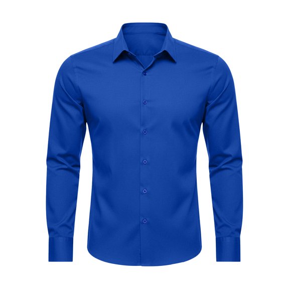 xfsWaSs Formal Dress Shirts For Men Fashion Long Sleeve Button Down Shirt Solid Color Business Casual Blouses Men's Classic Fit Work Shirts