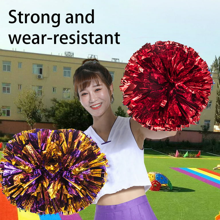 opvise Cheerleading Pom Poms Shining Contrast Color Decorative with Long  Handle Full Shape Create Atmosphere C 