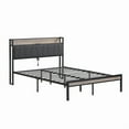 thumbnail image 4 of Full Size Metal Platform Bed Frame with upholstery storage function Headboard and USB LINER and Footboard , No Box Spring Needed, Large Under Bed Storage, Easy Assemble, 4 of 10