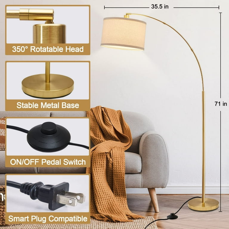 Arc Floor Lamps for Living Room Gold Modern Floor Lamp Tall Pole