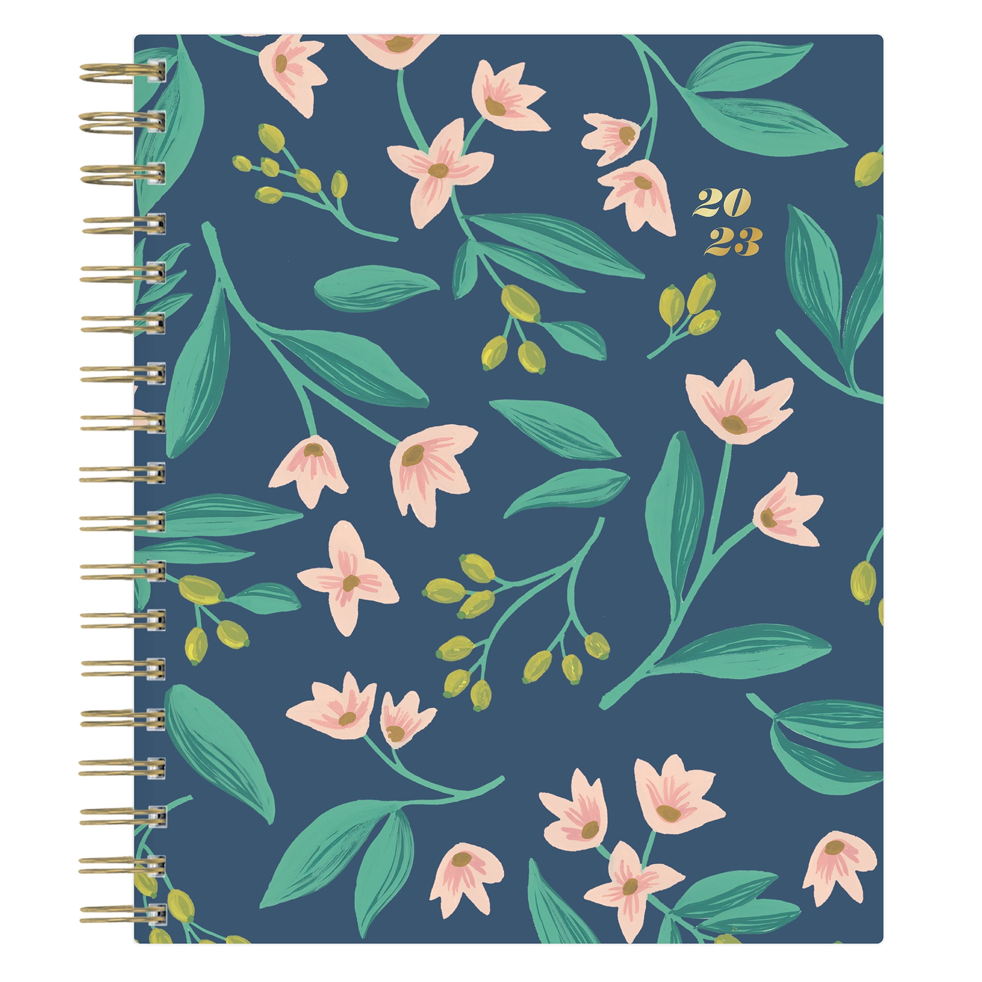 2023 Daily & Monthly Hardcover Planner, 7x9, Blue Sky, Lemon Floral Navy