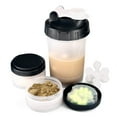 thumbnail image 3 of 16 OZ Protein Shaker Bottle with Mixer Ball and 2 Interlocking Storage Jars for Pills,Protein,Snacks, Coffee, Tea. 100% BPA Free,Non Toxic and Leak Proof Sports Bottle-4 Pack, 3 of 5