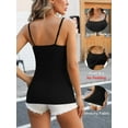 thumbnail image 3 of ANFERRY Womens Cotton Camisoles with Shelf Bra Solid Basic Spaghetti Straps Tank Tops Camis Pack of 2, 3 of 11