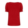 thumbnail image 4 of Fanxing Womens Summer Tops Square Neck Dressy Casual Ruffle Trim Sleeve Cute T Shirts Trendy Clothes Red,S, 4 of 5