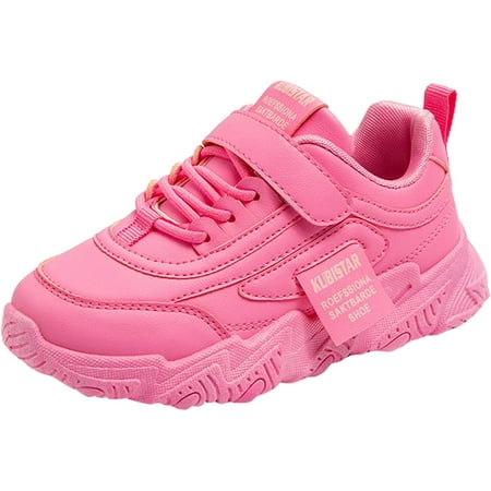 Kids Girls Flat Sole Sneaker Soft Leather Hook Loop Shoes Comfortable Casual Shoes for Toddler/Little Kid/Big Kid