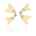 thumbnail image 1 of Arete broquel dorado mujer CYRA de dos mariposas circonia, 1 of 3